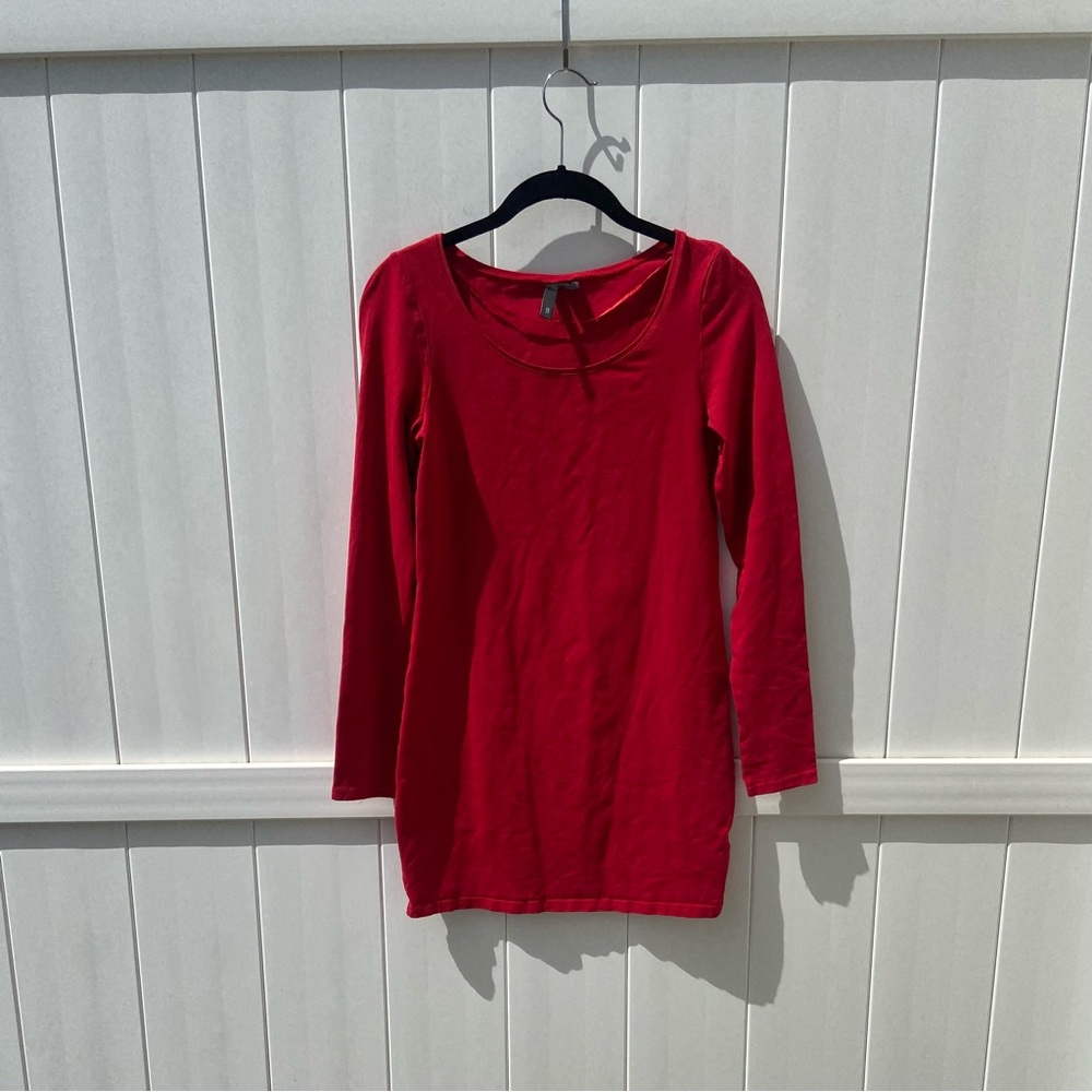 Vintage H&M Long Sleeve Bodycon Dress Stretchy, Women's Size 8, Red